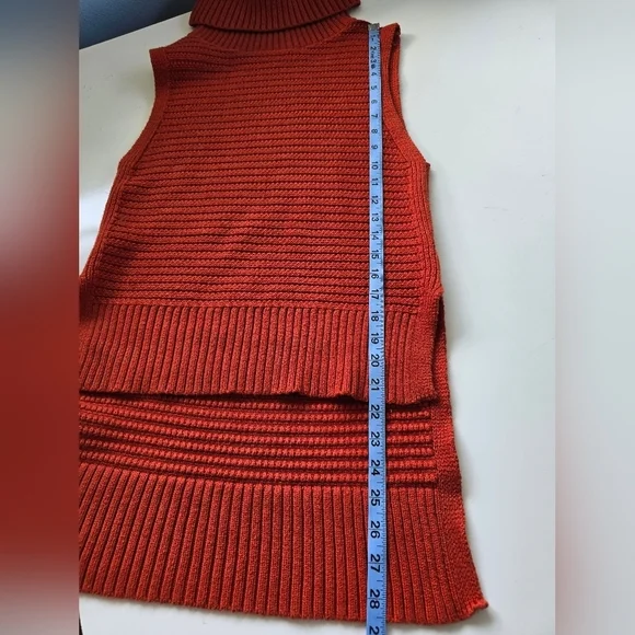 Banana Republic Textured Sleeveless Tutleneck XS Orange Red - Picture 6 of 7
